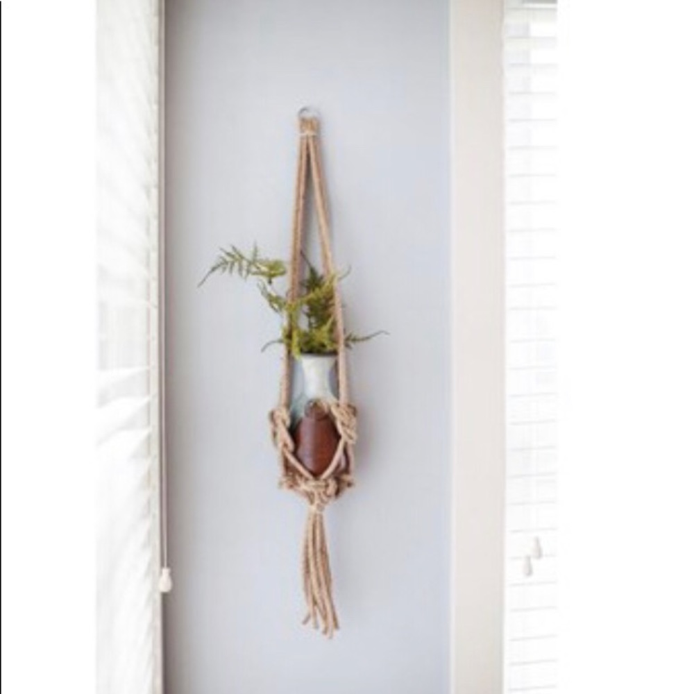 36” Natural Knotted Macrame Plant Hanger NWT